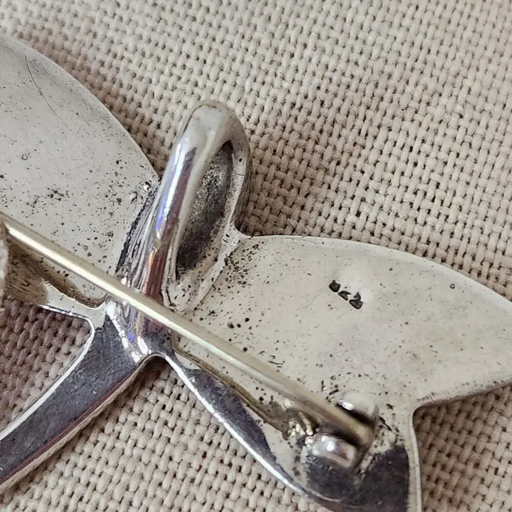 Vintage Sterling Silver Colorful DRAGONFLY Pendant Brooch with 18" Chain - Picture 6 of 10